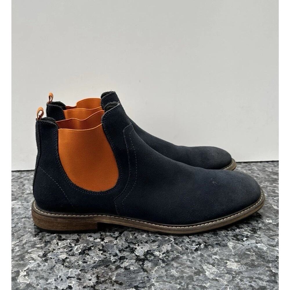 The Rail Nordstrom Blue Suede Orange Brysen Chelsea Ankle Boots Men’s EU 42/US 9